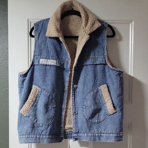 Denim Fleece Lined Vest